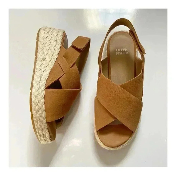 Eileen Fisher Timor Espadrille Wedge Slingback Sandal size 6.5 - Picture 1 of 9